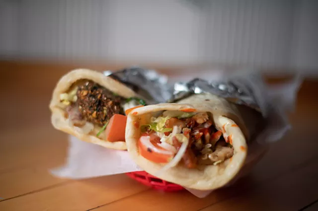 Falafel and shawarma sandwiches from the Wise Fool - COURTESY OF SARAH ANNAY