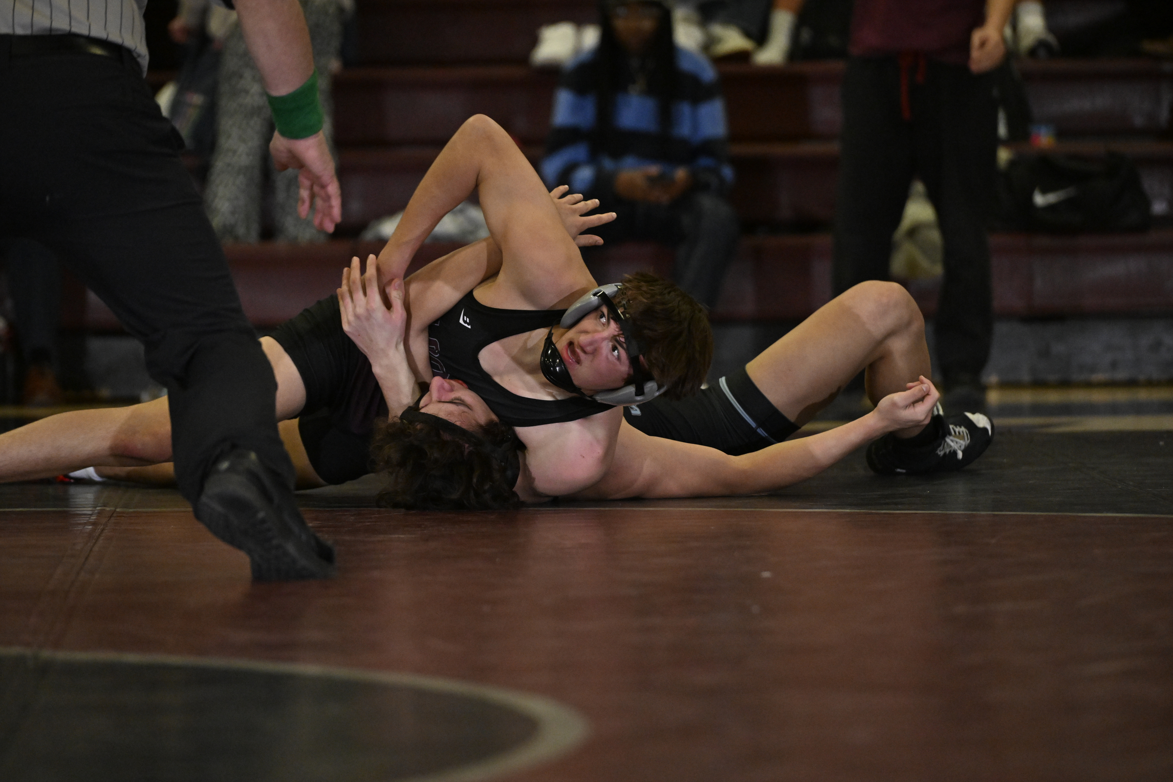 Winters Mill's Landon Buchman pins Westminster's Jayden Cedino during a...