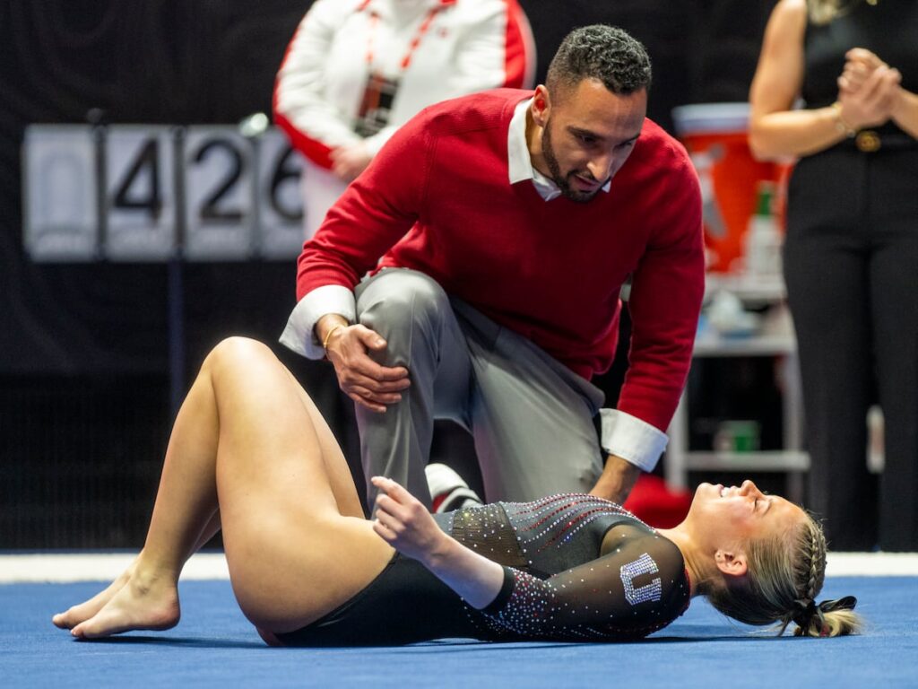 Utah gymnast Avery Neff suffered two severe ankle sprains vs. Iowa State