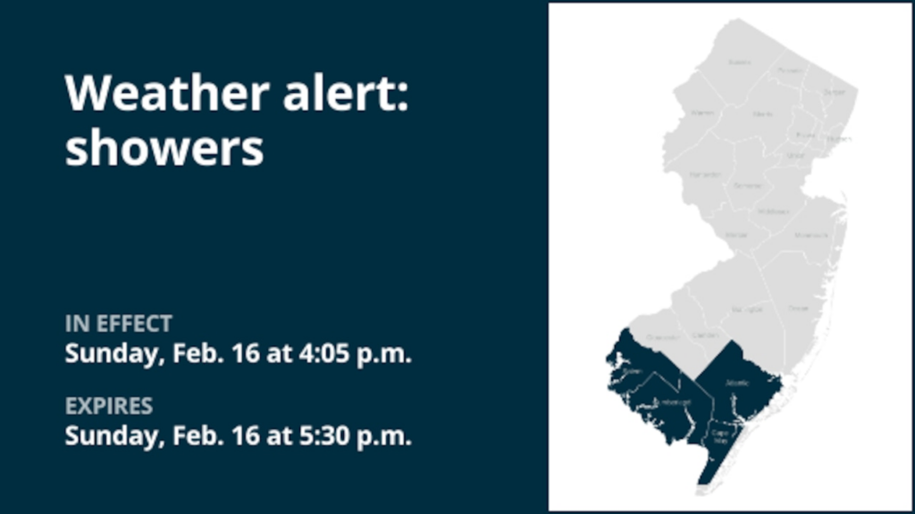 Prepare for showers in 4 N.J. counties early Sunday evening