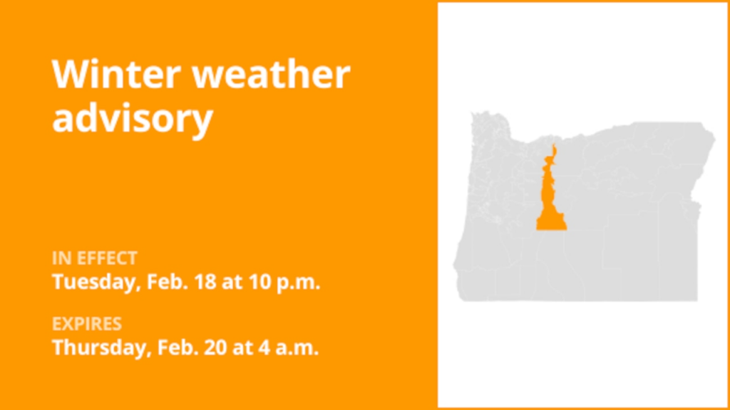 Winter weather advisory for East Slopes of the Oregon Cascades until early Thursday morning