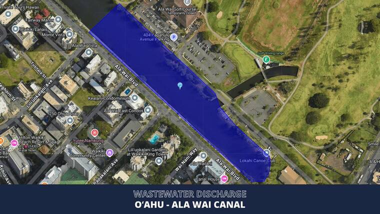 Sewage discharged into Ala Wai canal near Kapahulu