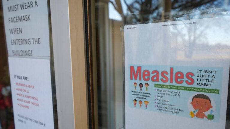 A sign is seen outside a clinic with the South Plains Public Health District.