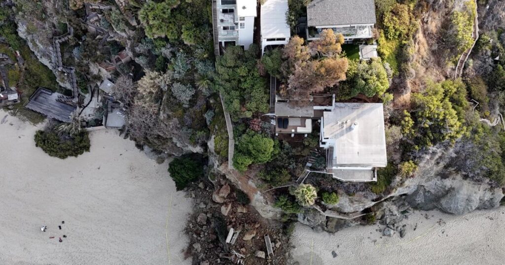 Laguna Beach bluff collapse sends steps, rocks tumbling to the sand