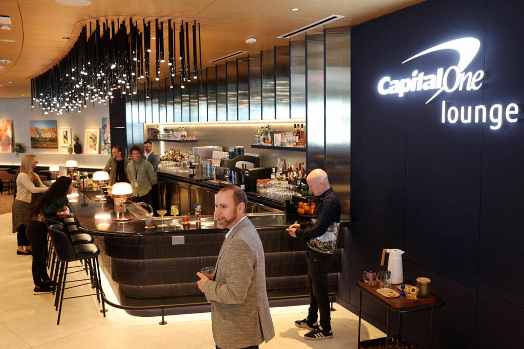 The new Capital One Airport Lounge is shown at Harry Reid International Airport in Las Vegas Tu ...