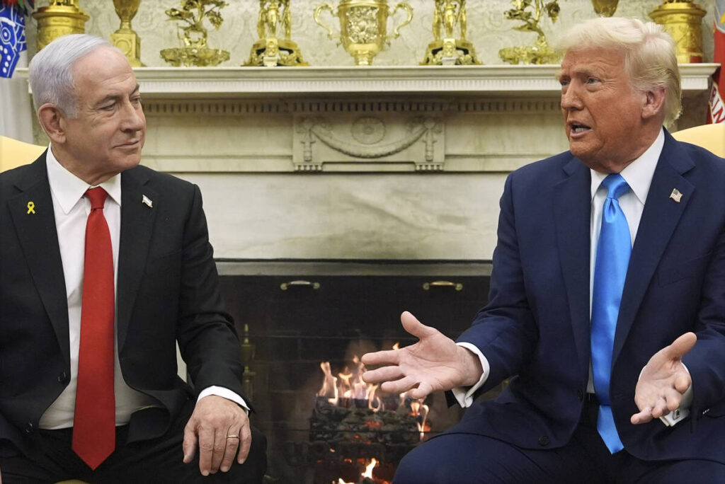 President Donald Trump meets with Israel's Prime Minister Benjamin Netanyahu in the Oval Office ...