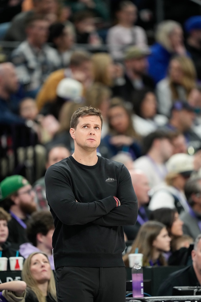 (Francisco Kjolseth  | The Salt Lake Tribune) Jazz coach Will Hardy as the Utah Jazz host the Detroit Pistons during an NBA basketball game, Monday, March 3, 2025.