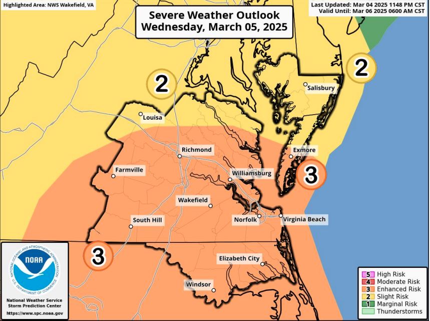 Hampton Roads under risk of severe weather