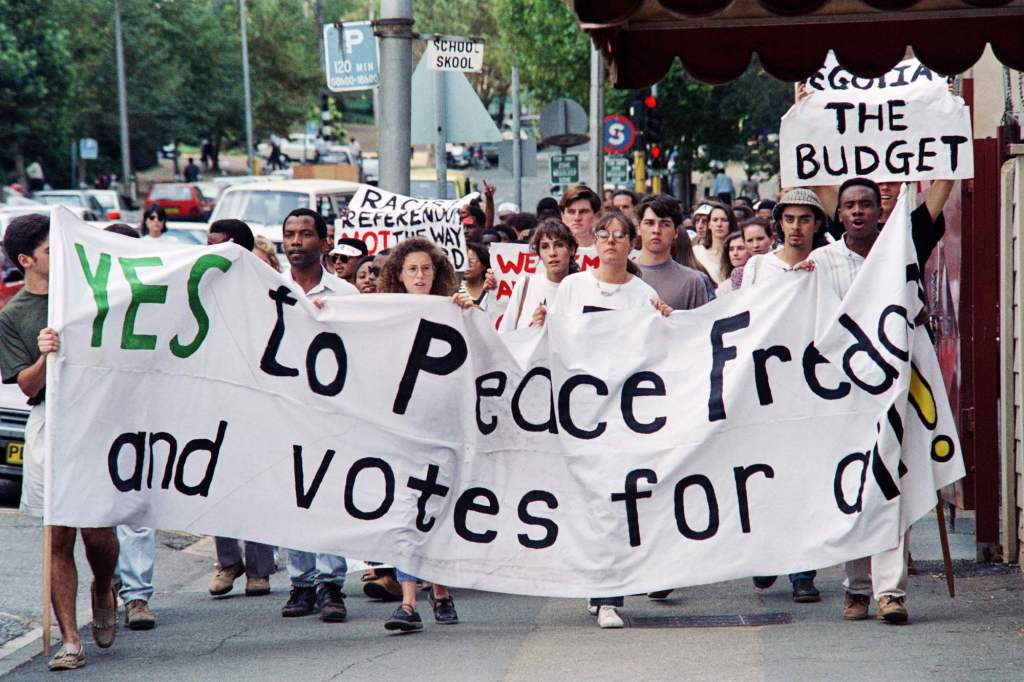 March 17, white South Africans vote to end apartheid