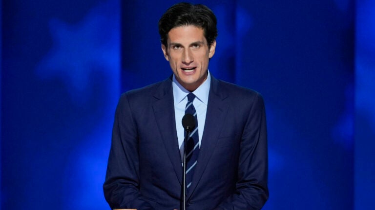 Jack Schlossberg, grandson of former President John F. Kennedy, speaks during the Democratic National Convention Tuesday, Aug. 20, 2024, in Chicago.