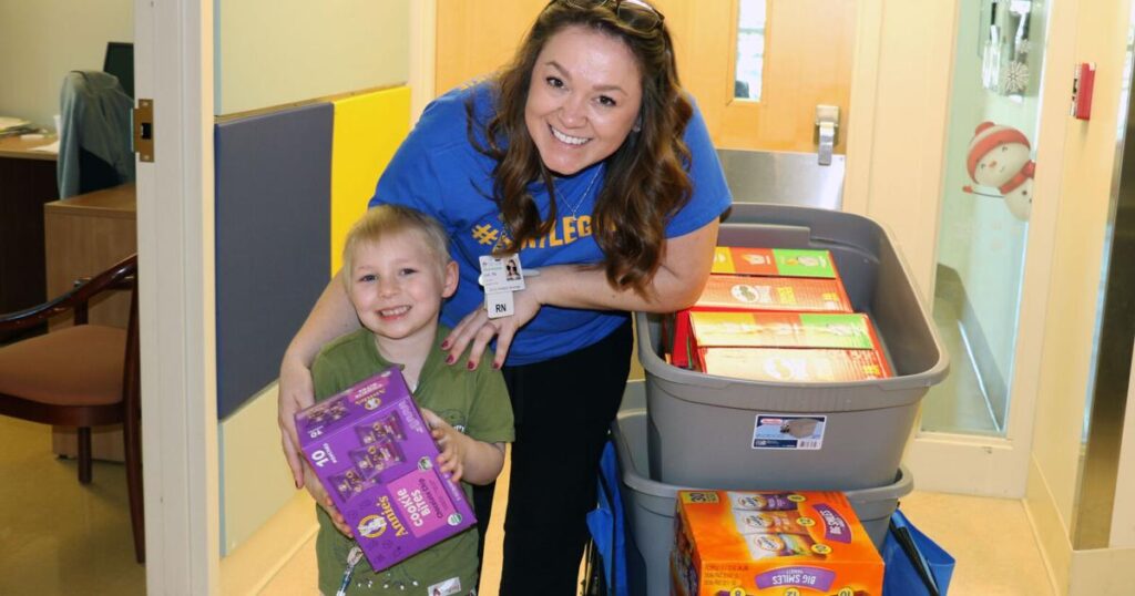 Community provides snacks for children at Edwards Cancer Institute
