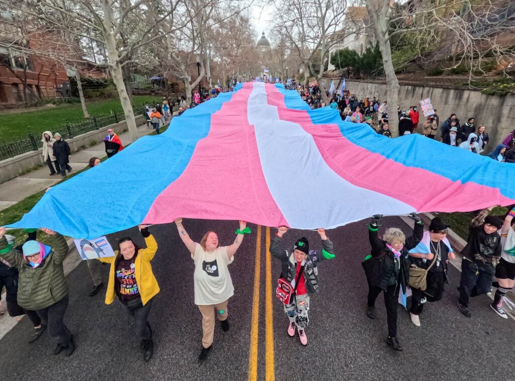Hundreds celebrate Transgender Day of Visibility after Utah bans pride flags in government buildings, public schools