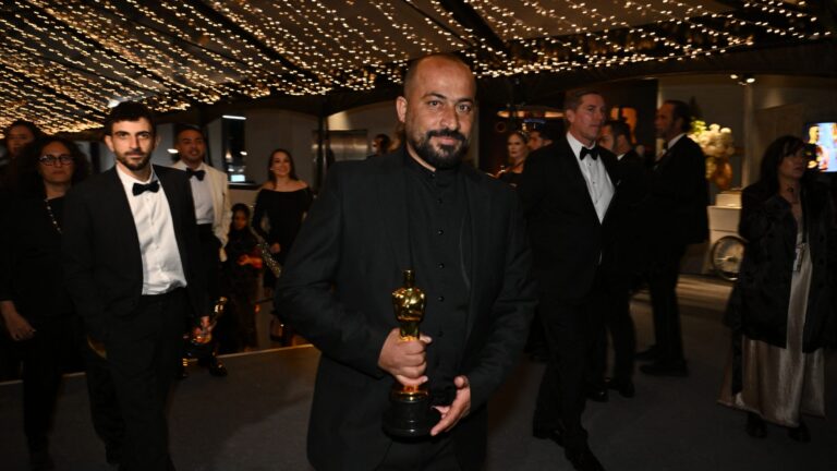 Emirati filmmaker Hamdan Ballal holds his Oscar for Best Documentary Feature for "No Other Land" during the 97th Annual Academy Awards Governors Ball at the Dolby Theatre in Hollywood, California on March 2, 2025.