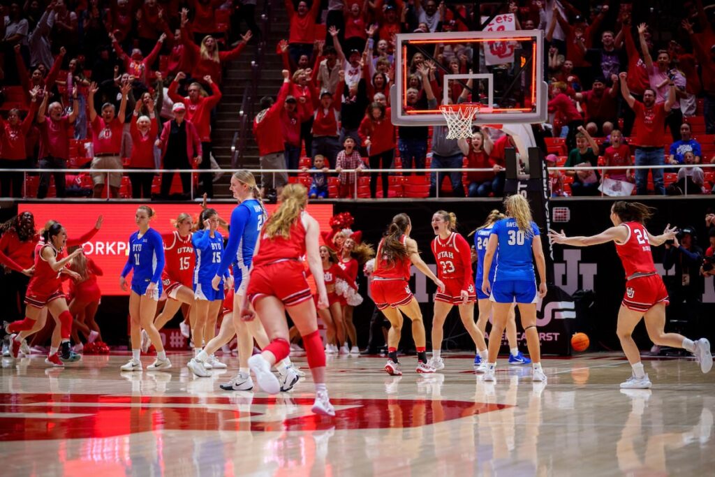 Utah guard Matyson Wilke hits halfcourt game-winner vs. BYU