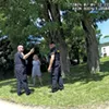 Still from a bodycam worn by Brandon Allen showing (from left) Blake Allen, Judith Wahler and Sheriff Ray Allen during a traffic stop