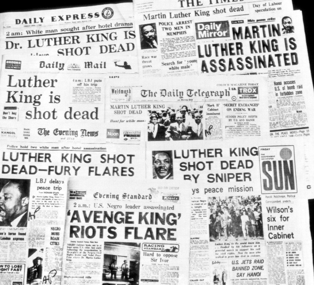 April 4, Martin Luther King Jr. assassinated in Memphis