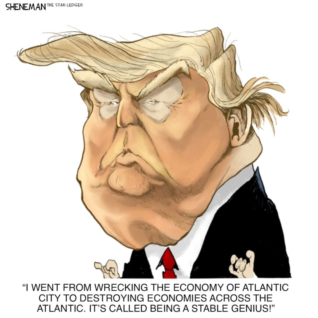 We knew Donald Trump is bad at business. Now the world does, too. | Sheneman cartoon