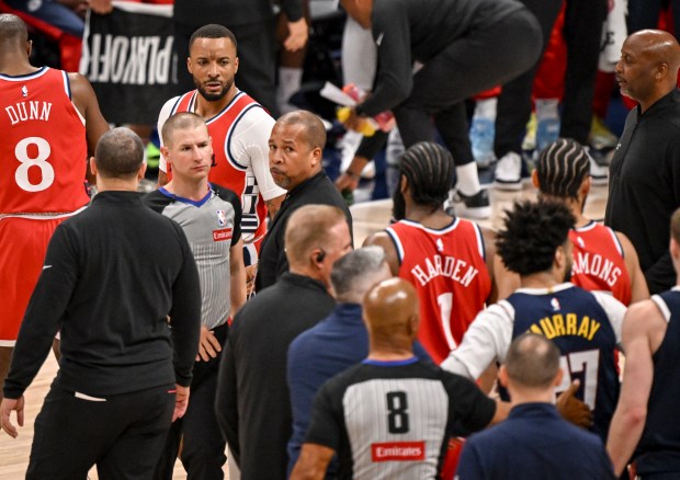 Norman Powell (24) of the LA Clippers stares at Jamal...