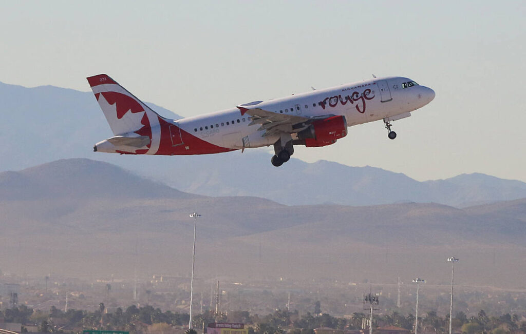 Air Canada Rouge takes off from McCarran International Airport on Wednesday, Feb. 15, 2017, in ...