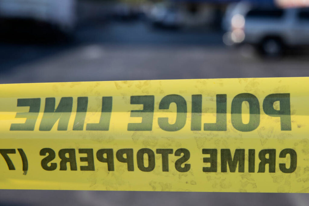 Police tape marks a crime scene, on Wednesday, Sept. 8, 2021, in Las Vegas. (Bizuayehu Tesfaye/ ...