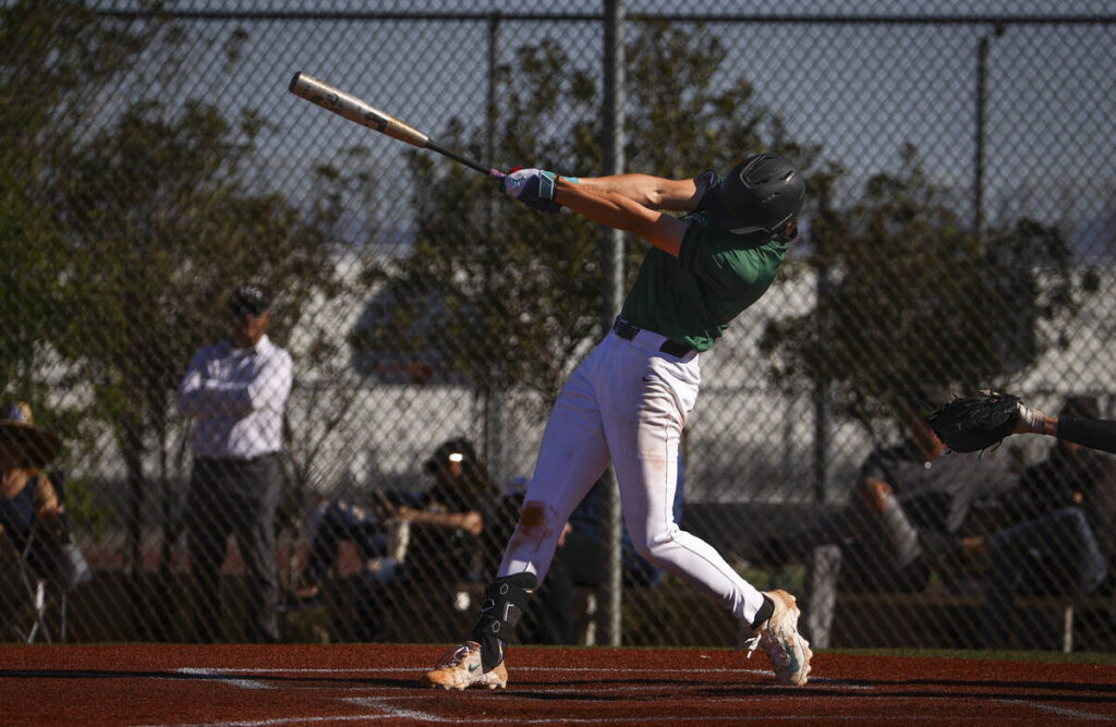 Palo Verde's Ethan Clauss swings for a hit against Shadow Ridge during a baseball game at Palo ...