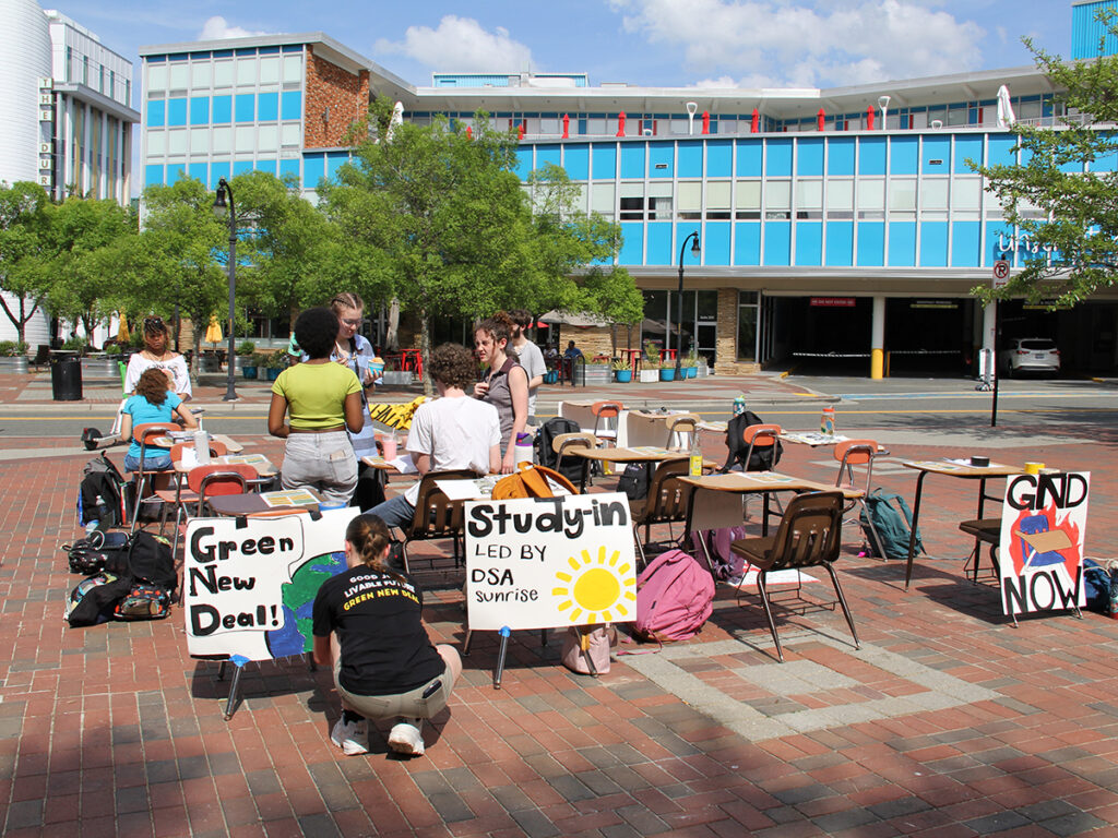 DSA Students Demand Climate Action at Downtown Durham "Study In"