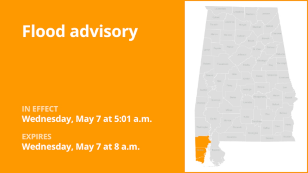 Flood advisory issued for Mobile County Wednesday morning caused by intense rain