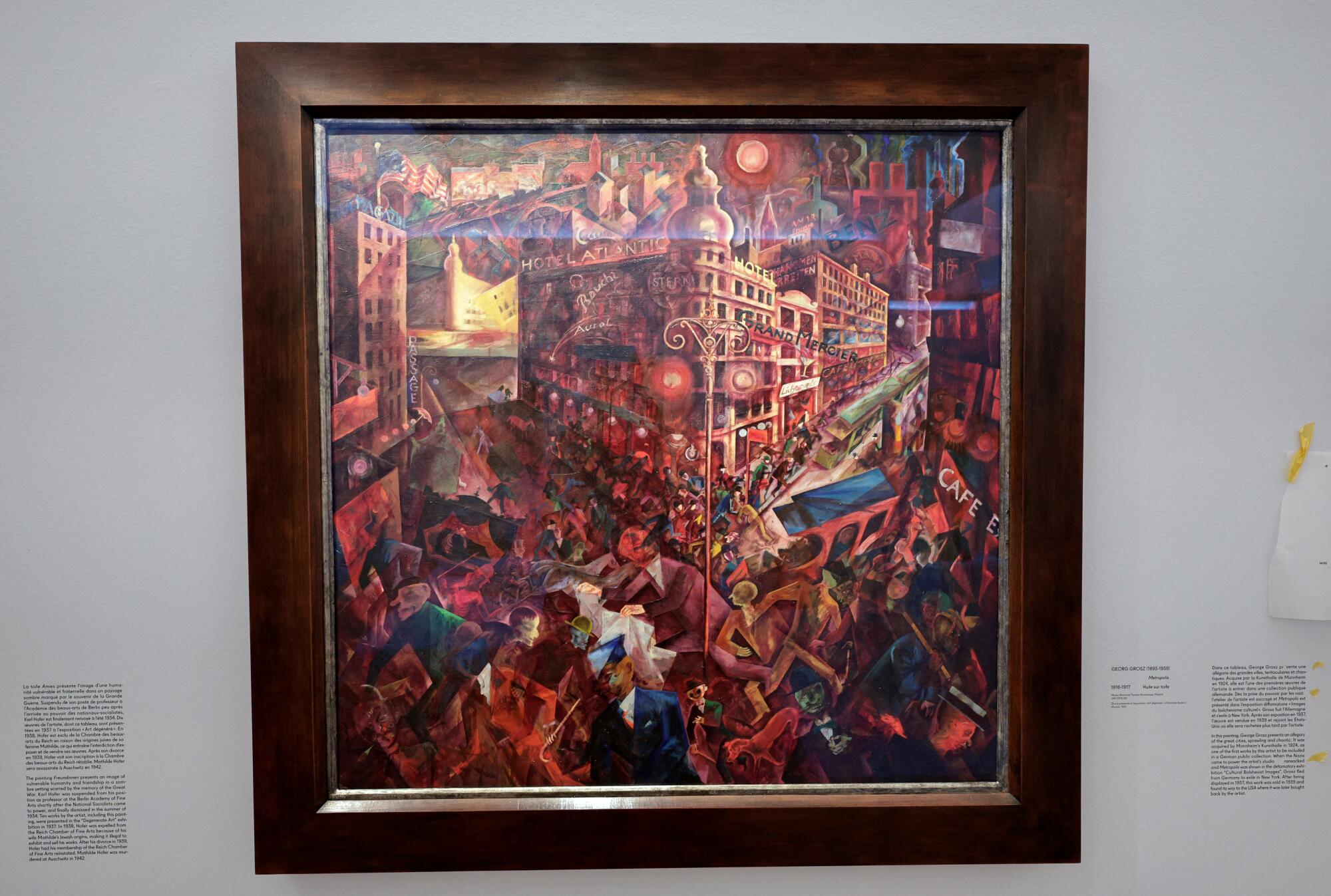 A painting entitled 'Metropolis' by German artist George Grosz.