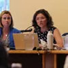 Mayor Emma Mulvaney-Stanak (right) and chief administrative officer Katherine Schad