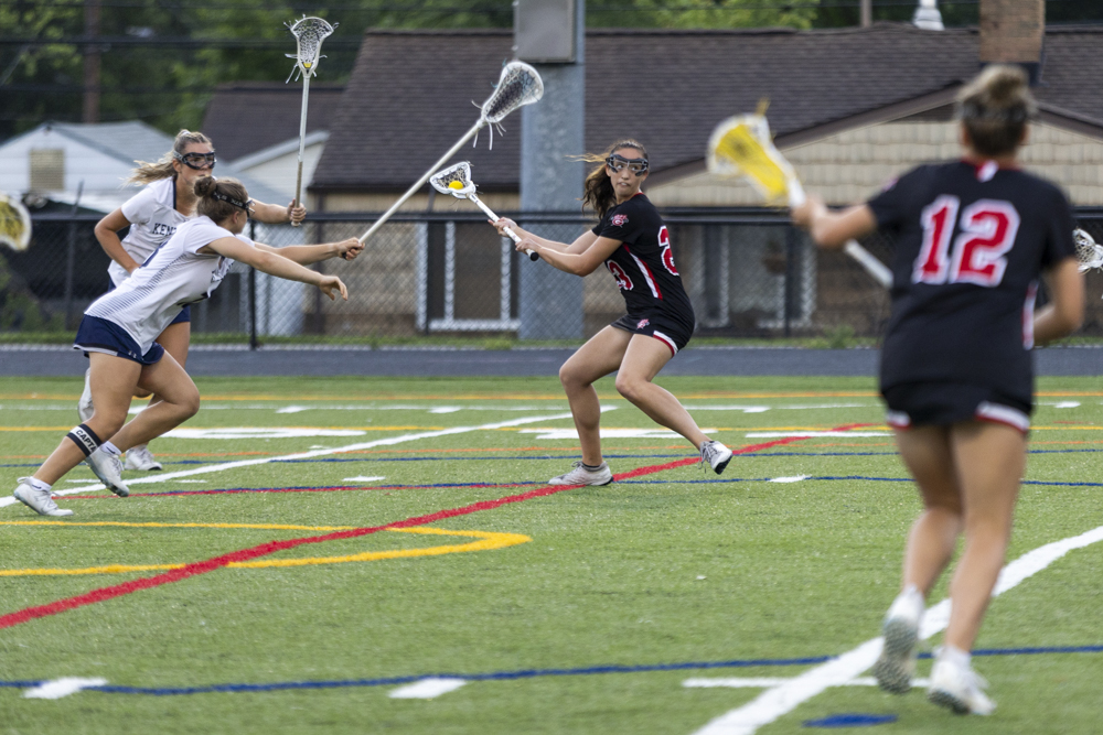 Kayleigh White fires off a deep shot during the state...