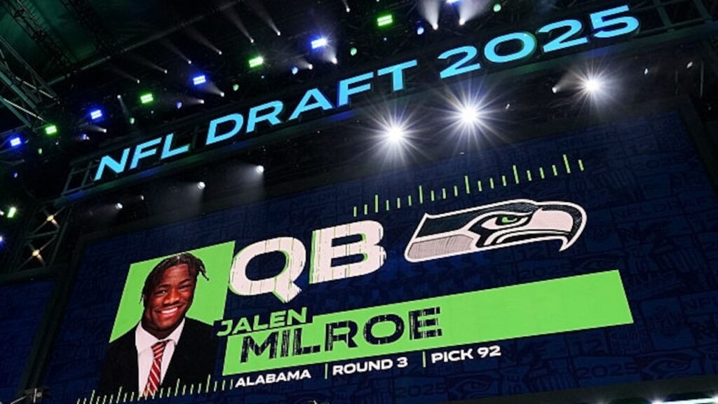 Jalen Milroe makes his first appearance in full Seattle Seahawks uniform