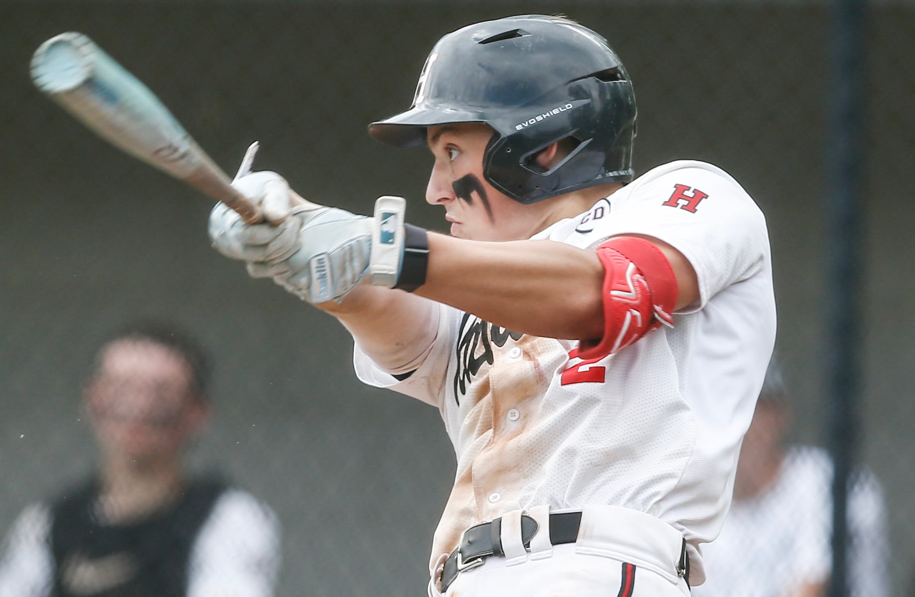 William Kraemer (2) of Hun hits a fly ball during the Prep A semifinal baseball game between Hun and Peddie at The Hun School of Princeton in Princeton, NJ on 5/18/25.