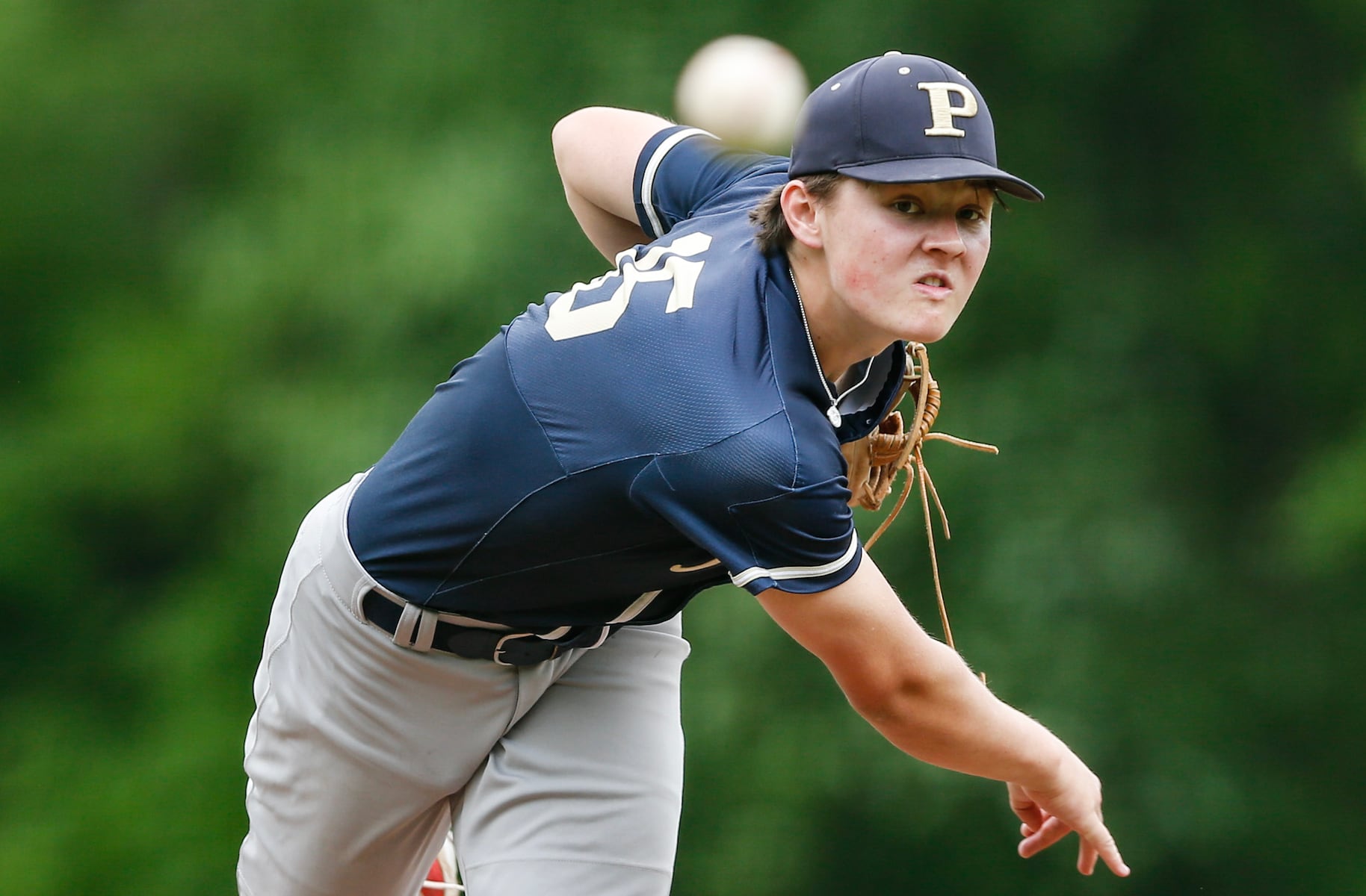 Brody Bruchner (15) of Peddie pitches during the Prep A semifinal baseball game between Hun and Peddie at The Hun School of Princeton in Princeton, NJ on 5/18/25.