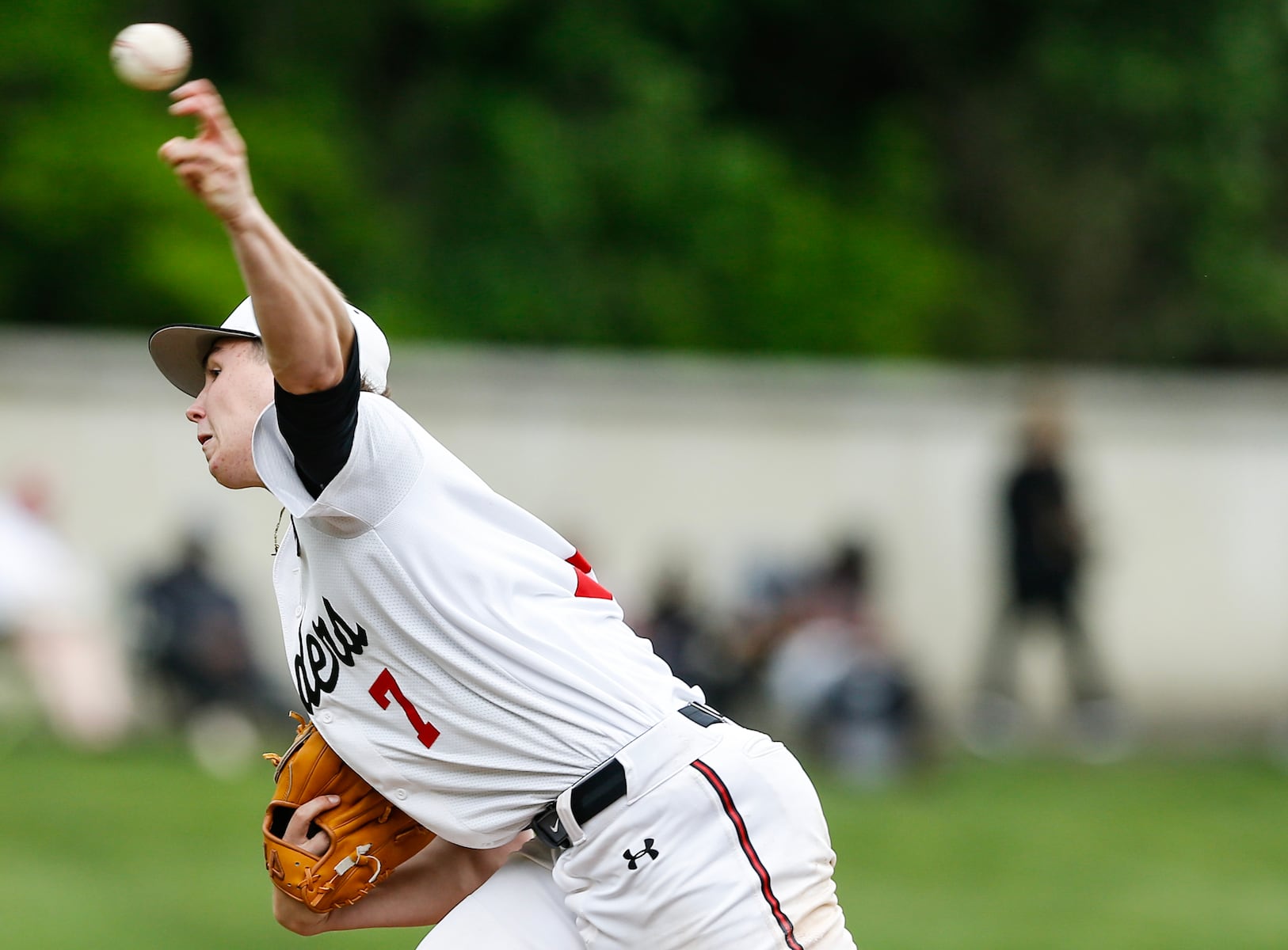Kerrick Shannon (7) of Hun pitches during the Prep A semifinal baseball game between Hun and Peddie at The Hun School of Princeton in Princeton, NJ on 5/18/25.