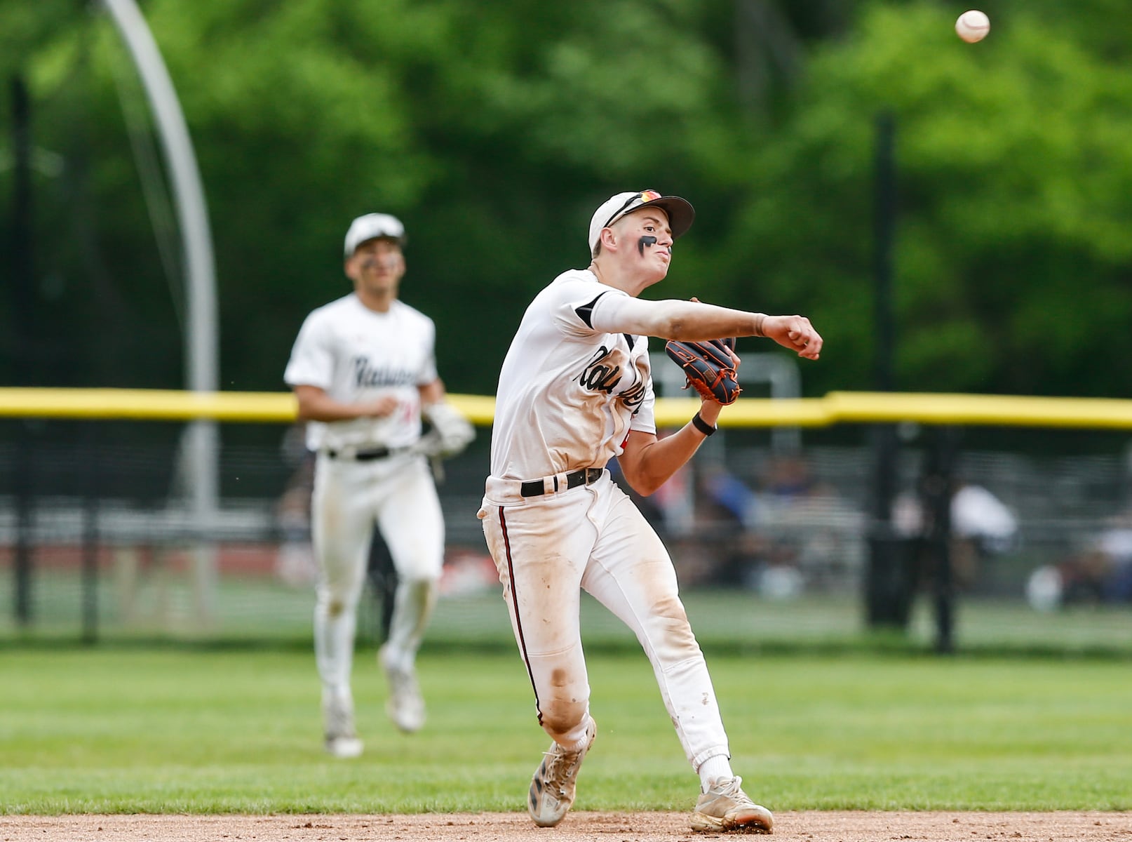 William Kraemer (2) of Hun fields a ground ball and fires to first for the out during the Prep A semifinal baseball game between Hun and Peddie at The Hun School of Princeton in Princeton, NJ on 5/18/25.
