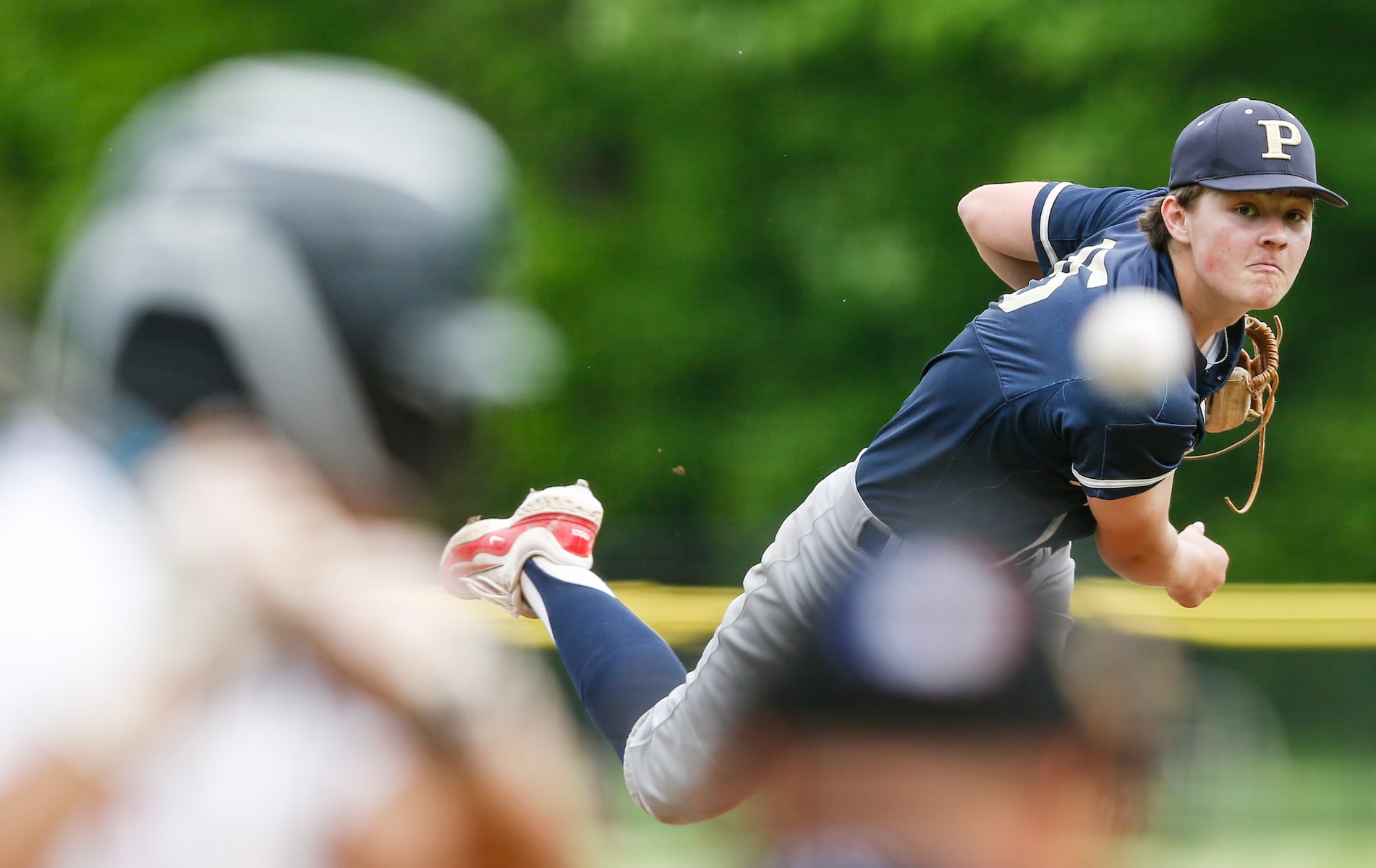 Brody Bruchner (15) of Peddie pitches during the Prep A semifinal baseball game between Hun and Peddie at The Hun School of Princeton in Princeton, NJ on 5/18/25.