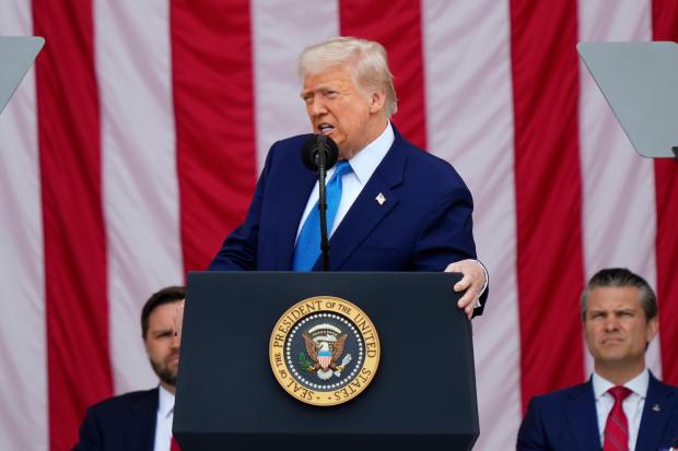 President Donald Trump delivers the Memorial Day Address at the...