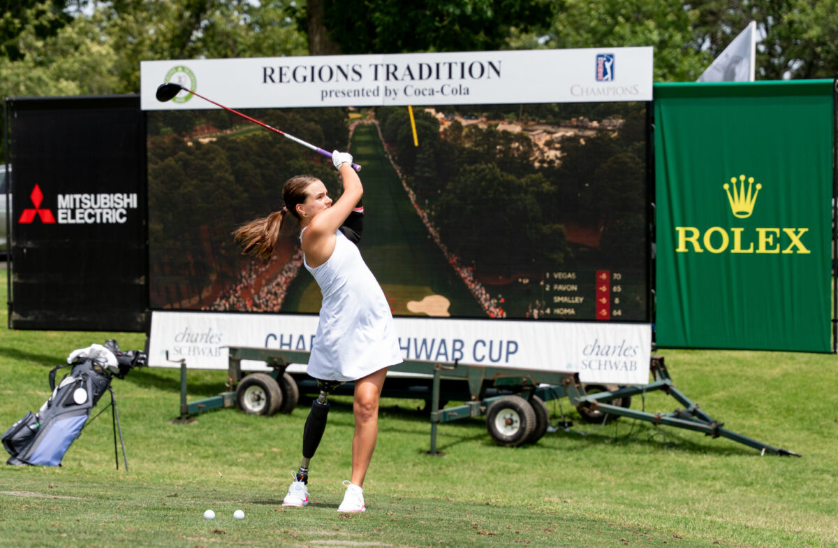 $24M+ donated to local charities from this favorite tradition in Birmingham 1 Birmingham's Lulu Gribbin shows off her swing at the 2025 Regions Tradition Adaptive Golf Clinic