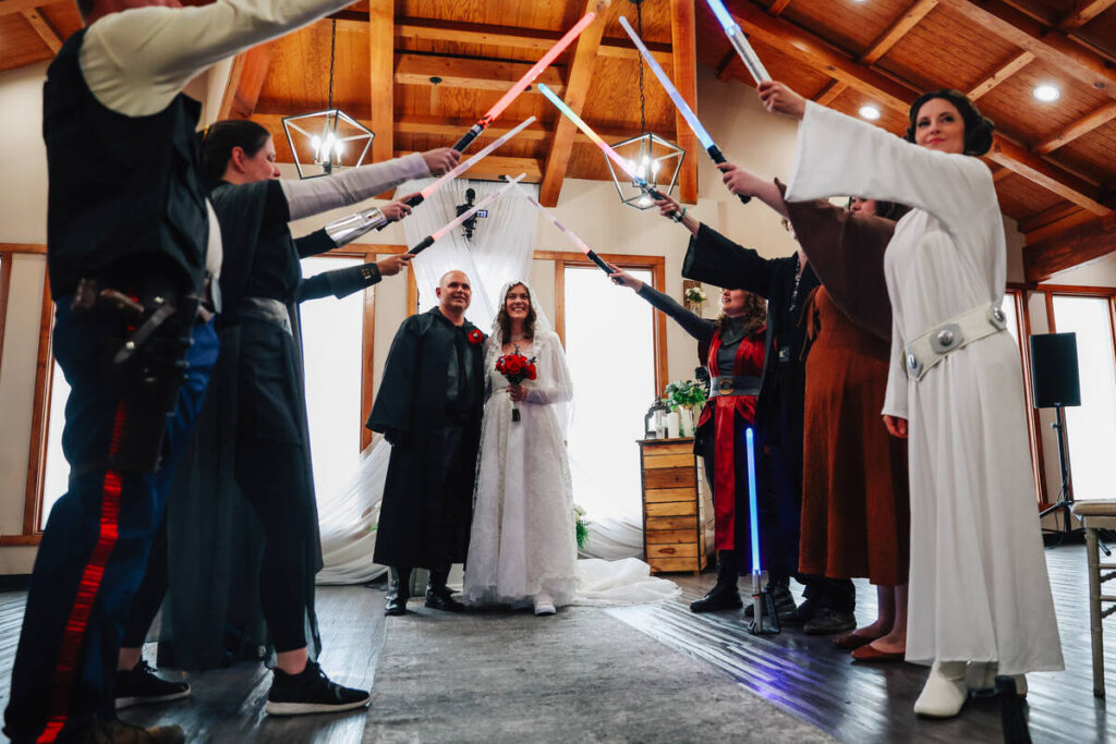 William McCormack, left, and his bride, Celeste McCormack, are introduced as a married couple d ...