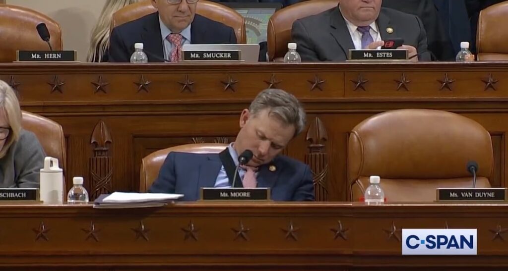 Rep. Blake Moore was caught on CSPAN sleeping during an all-night hearing