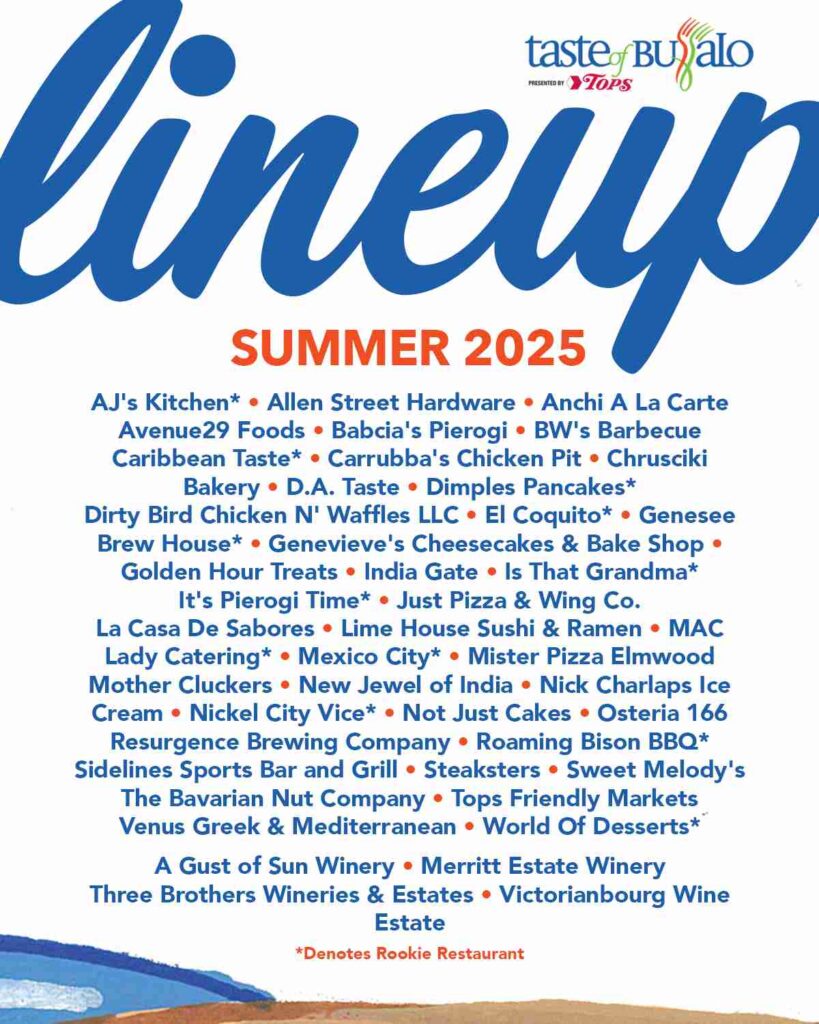 TASTE OF BUFFALO ANNOUNCES PARTICIPATING RESTAURANTS FOR ITS 42ND ANNUAL FESTIVAL