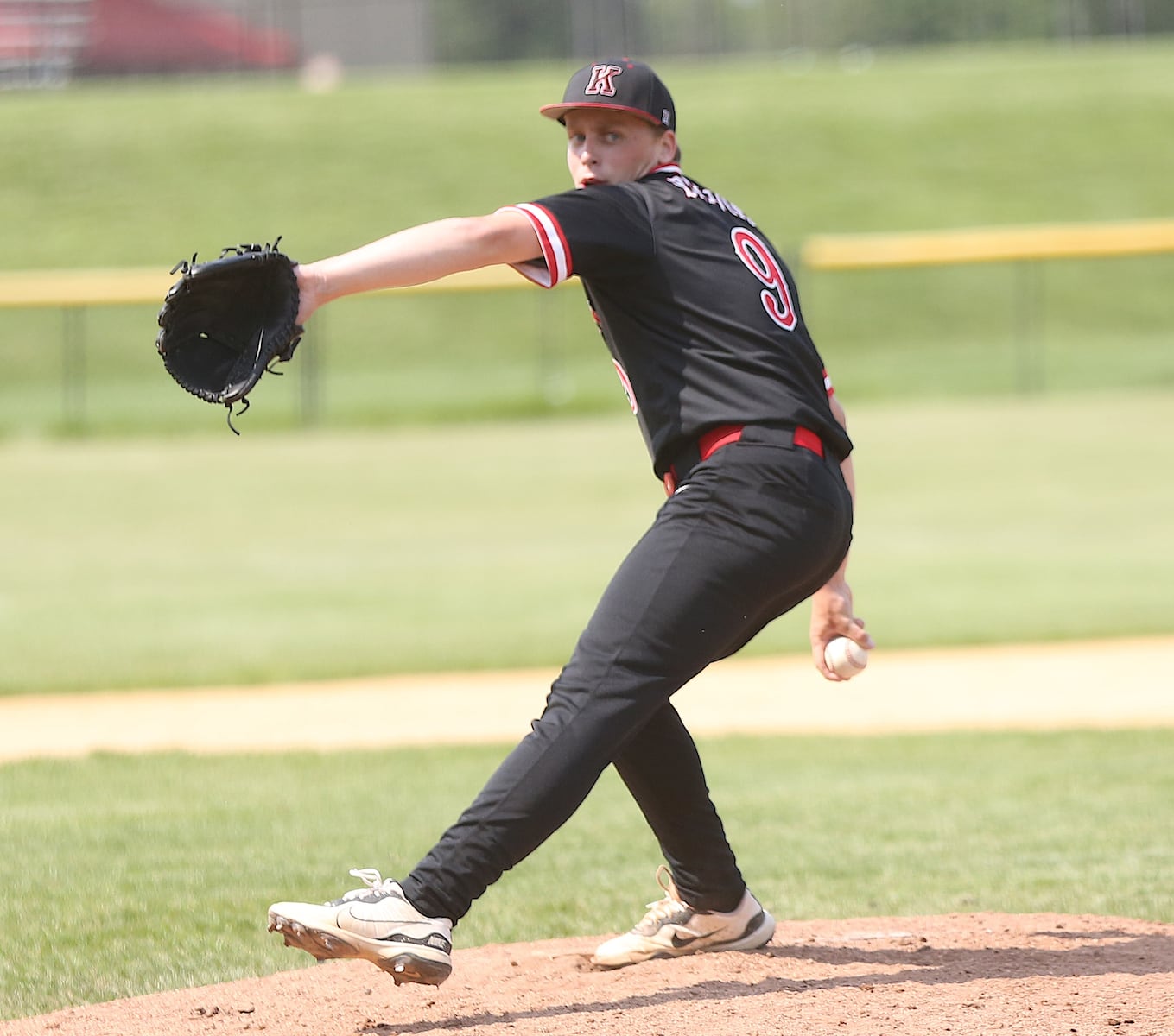 Killian McCaffrey of Kingsway delivers a pitch during action in Tuesday's South Jersey Group 4 semifinal against Cherokee.