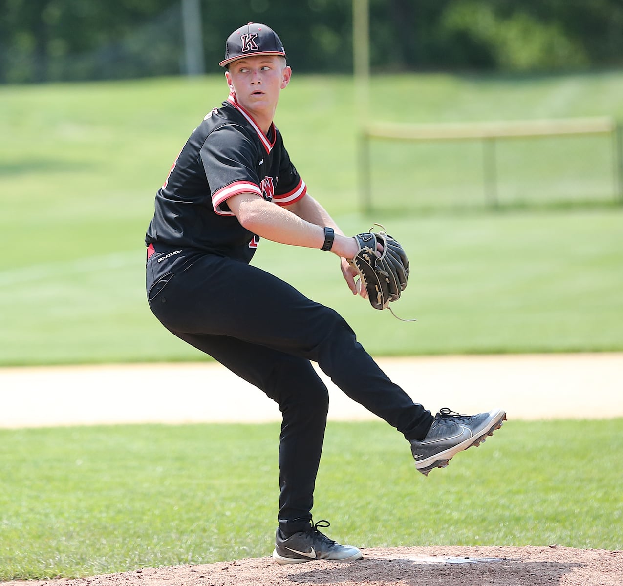 Dylan Potero of Kingsway delivers a pitch in Tuesday's South Jersey Group 4 semifinal against Cherokee.