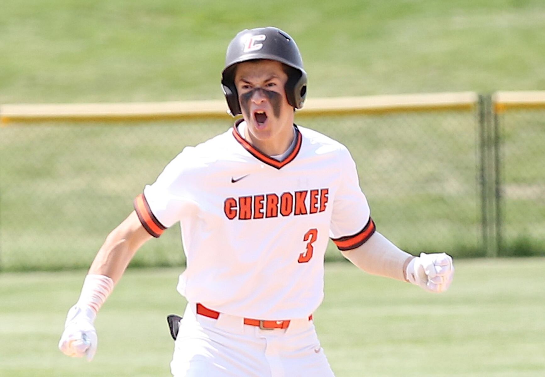 Cooper Burti of Cherokee reacts after hitting a double in the South Jersey Group 4 semifinals against Kingsway on Tuesday.