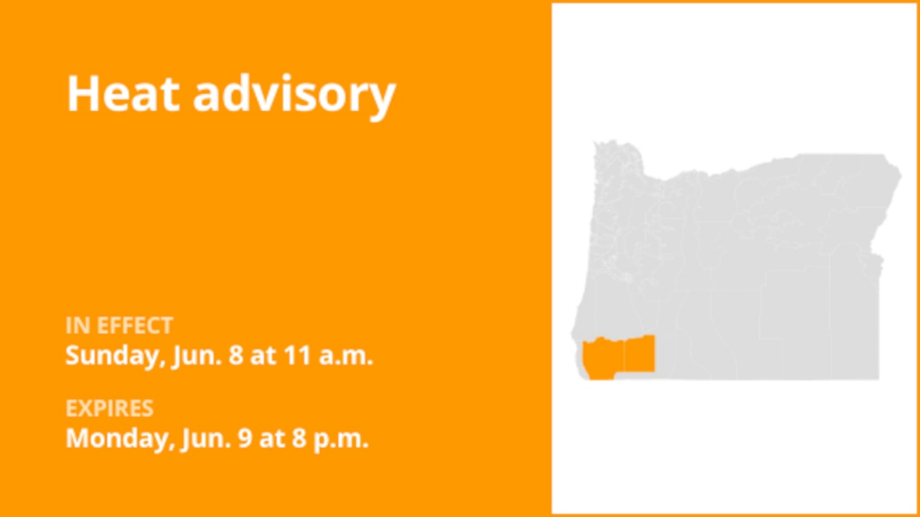 Heat advisory affecting Eastern Curry County and Josephine County and Jackson County Sunday and Monday