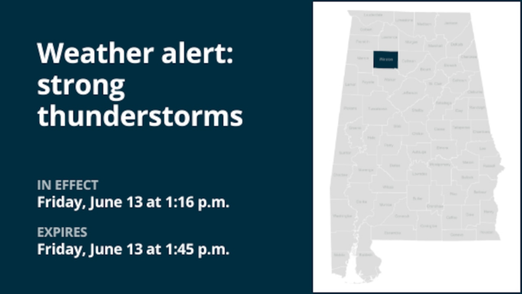 Pea-sized hail expected with thunderstorms in Winston County Friday – gusts may reach 40 mph