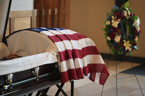 Raymond Farris Chambers' casket is open during a visitation at Fairmount Funeral Home in Denver on June 18, 2025. (Photo by RJ Sangosti/The Denver Post)