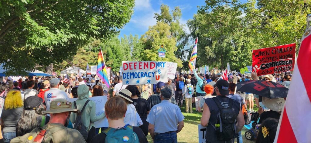 Crowd gathers in Salt Lake City for march to Bennett Federal Building