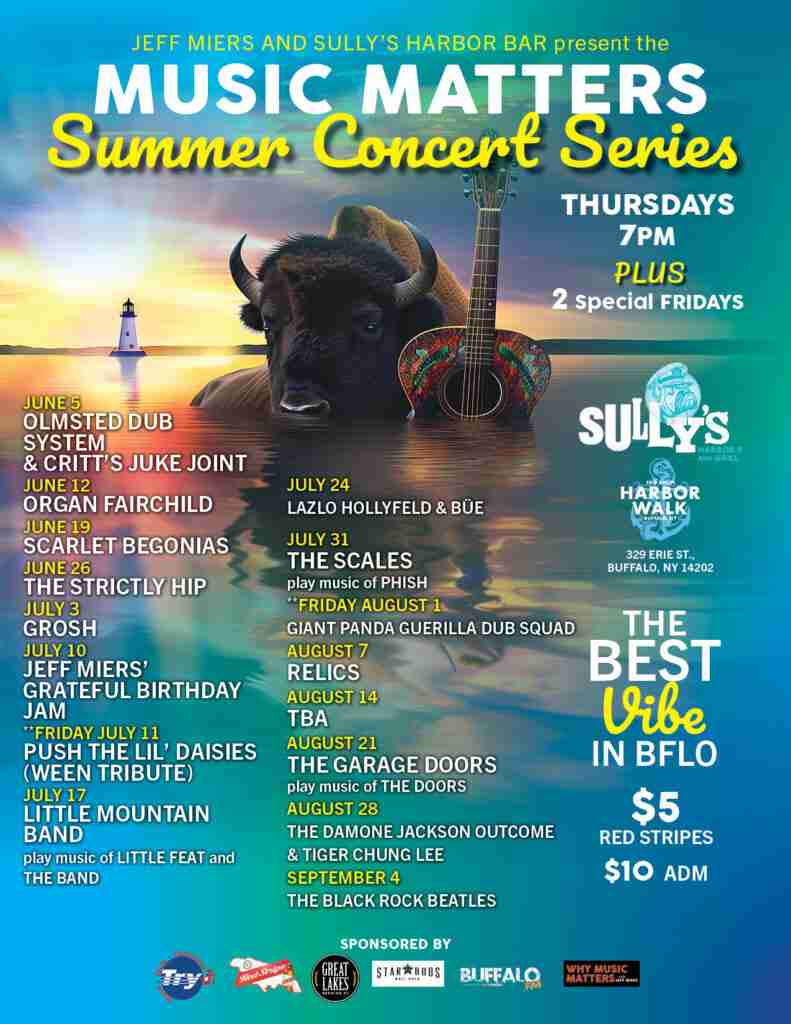 Jeff Miers Music and Sully’s Harbor Bar Announce 2025 Season of the Music Matters Summer Concert Series | Weekly waterfront concert series returns to Erie Basin Marina with Thursday, June 5 kick-off