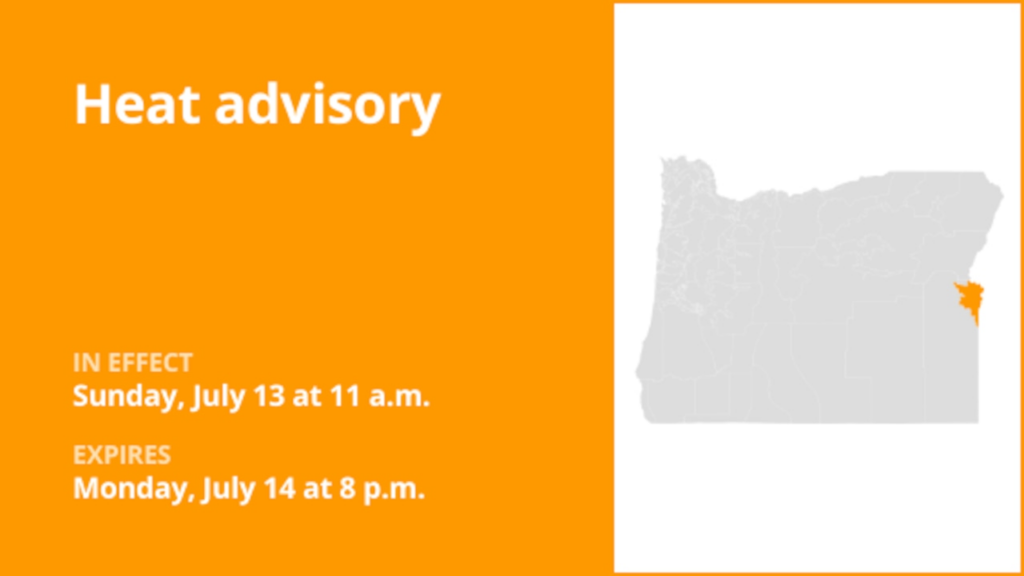 Heat advisory affecting Oregon Lower Treasure Valley Sunday and Monday